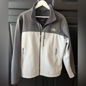 North Face L Gray Jacket Apex Soft Shell Mens Full Zip Fleece Lined Two Toned